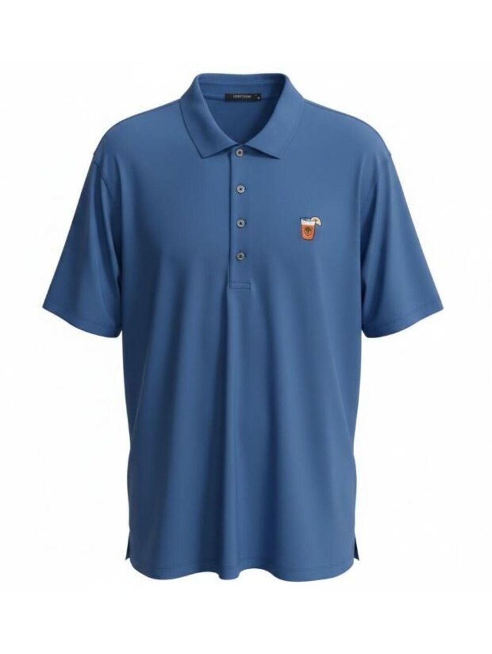 Greyson Men XL Performance Golf Polo Shirt Blue Cocktail Drink Palm Tree Resort